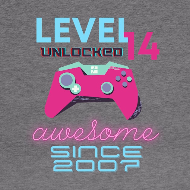 Level 14 Unlocked Awesome 2007 Video Gamer by Fabled Rags 